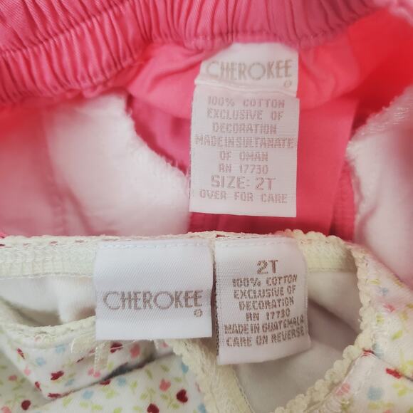 Y2k Vintage Cherokee by Target 2t Girls Floral Top Pink Pants Set Outfit DEFECTS - Picture 9 of 9